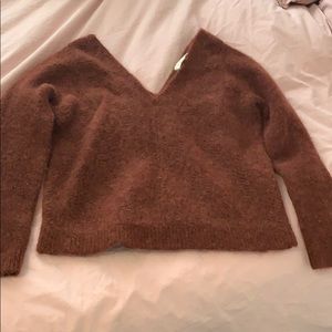 Burgundy wool v neck sweater